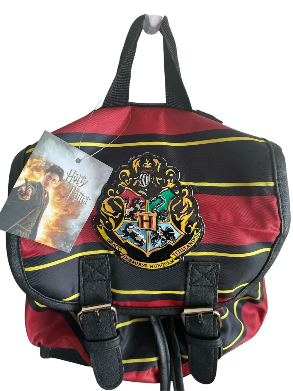Harry Potter Hogwarts School Backpack Burgundy Black Striped